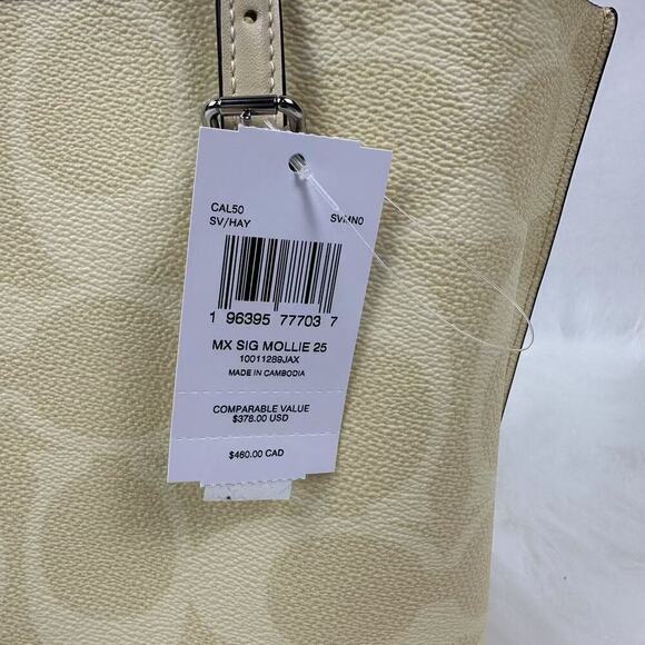 Coach Mollie Tote Bag 25 Signature Canvas CAL50 Signature Canvas/Silver/Hay NWT - Picture 10 of 12